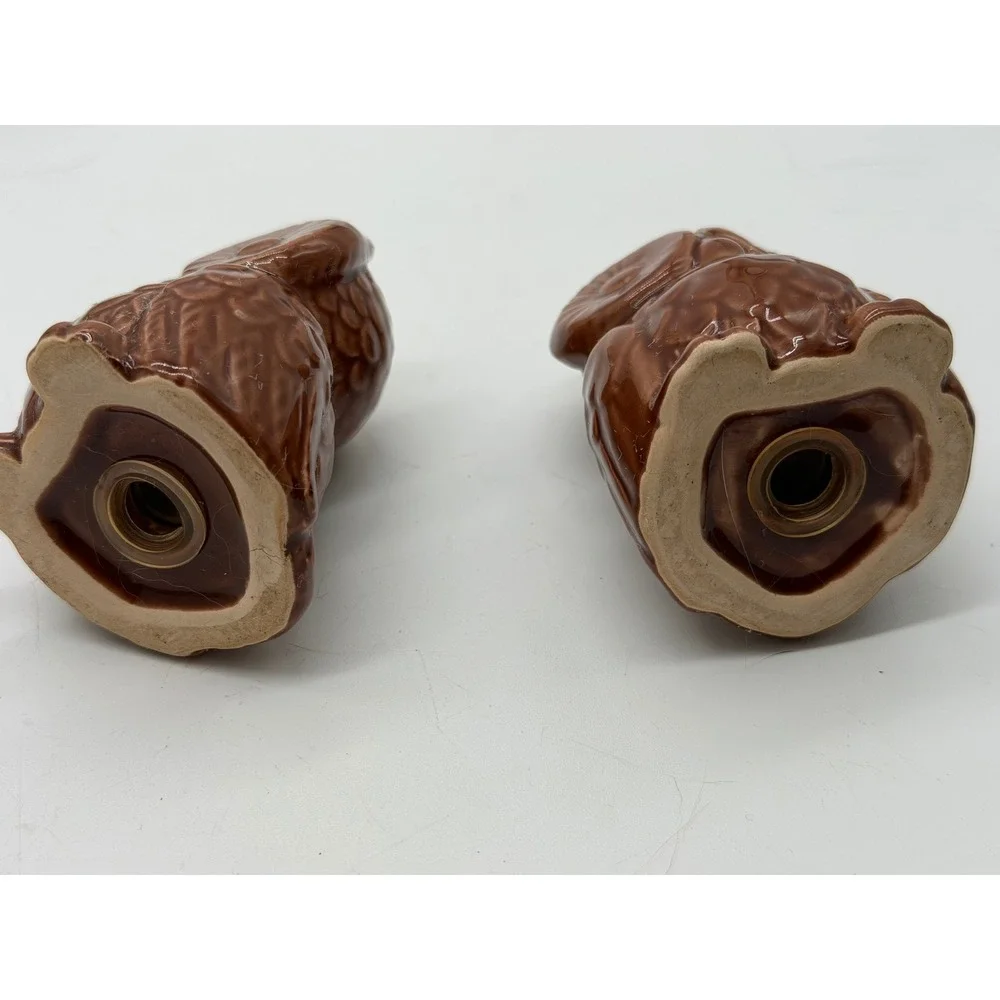 Owl Salt and Pepper Shakers Set & Decor Figurines Pier 1 Brown White 8pc owl set